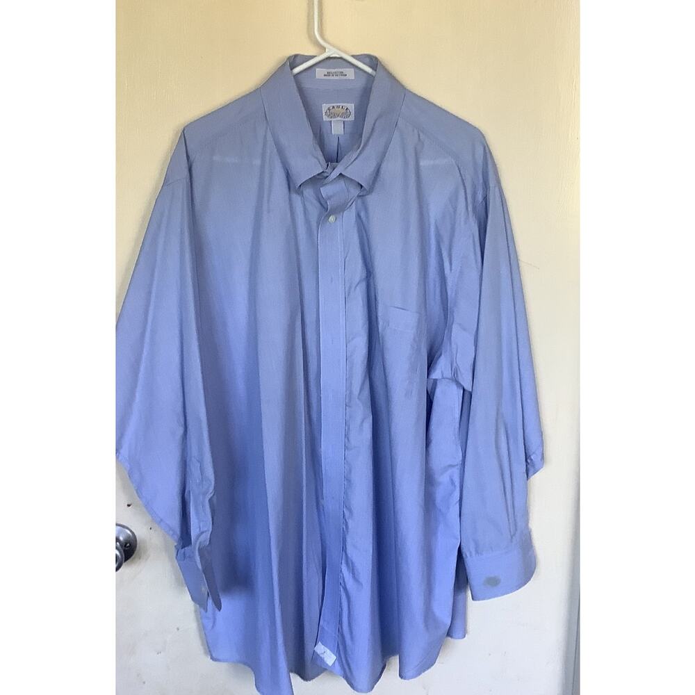 Vintage Pin Stripe Eagle Striped Shirt Long Sleeve Blue Oxford 17 32/33 XL